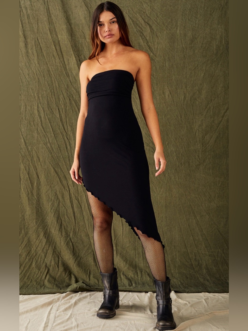 NWT Urban Outfitters Y2K Asymmetrical Hem Midi Dress - Picture 1 of 6